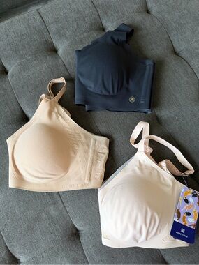 Honeylove 3-Pack Seamless Molded Sports Bras — Nude, Blush & Black